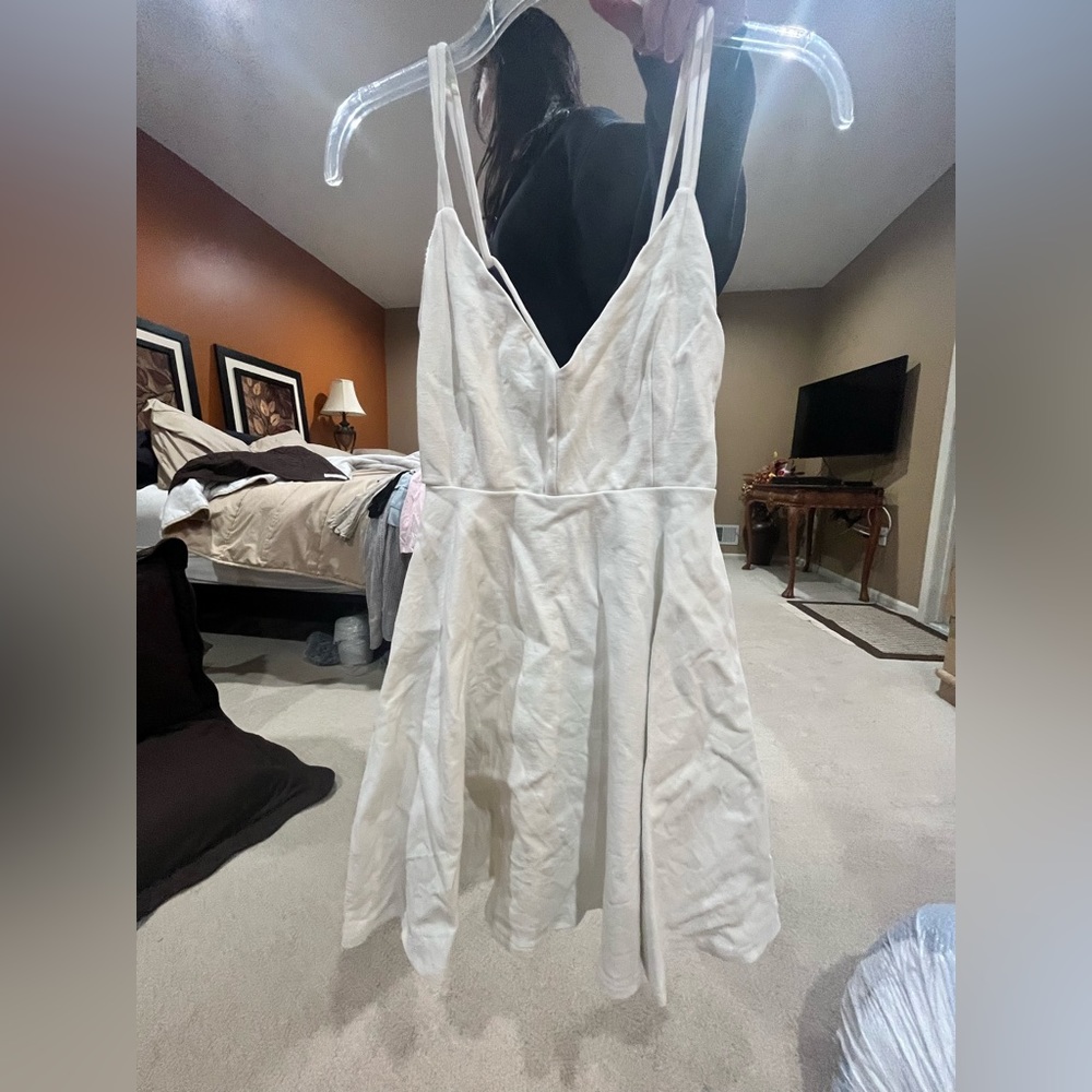 white cross back dress